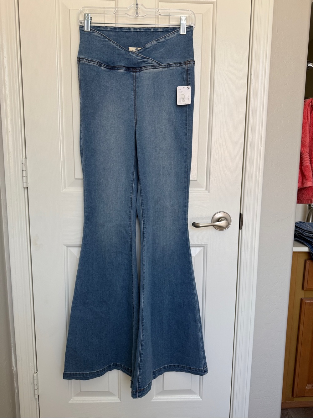 Free People Mid-Blue High-Rise Flare Jeans